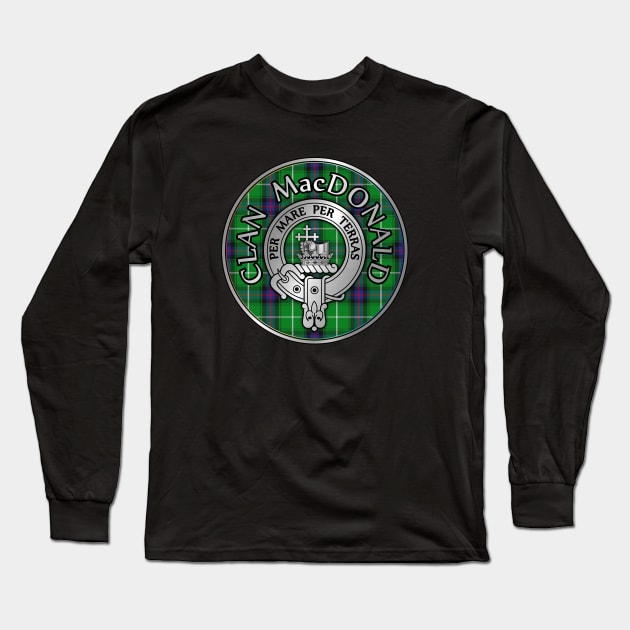 Clan MacDonald Crest & Tartan Long Sleeve T-Shirt by Taylor'd Designs